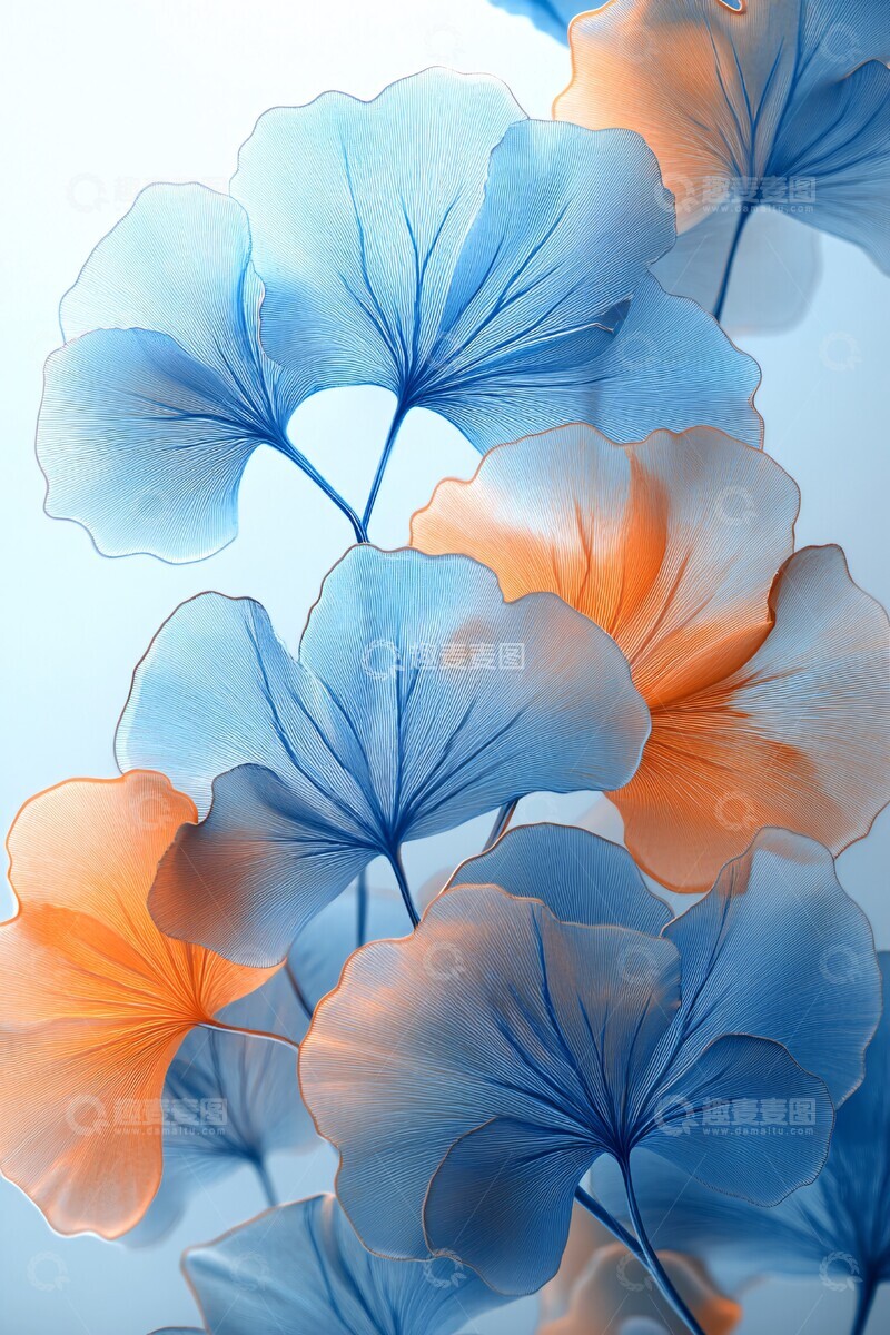 高清大图下载【趣麦麦图】玻璃银杏叶玻璃银杏叶子1