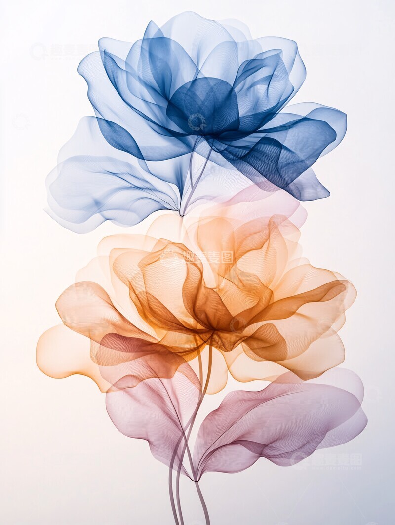 高清大图下载【趣麦麦图】-透明花瓣线条图1