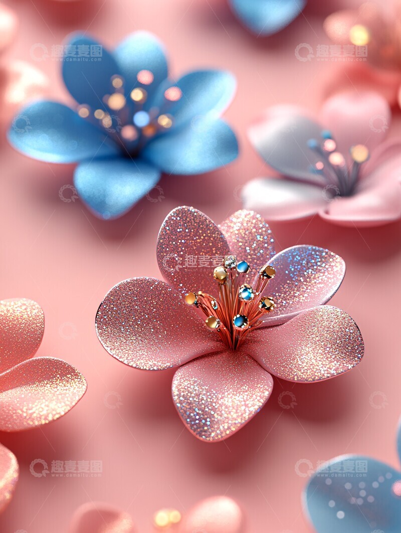 高清大图下载【趣麦麦图】三维彩色花朵1