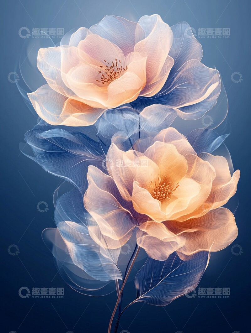 高清大图下载【趣麦麦图】透明花瓣线条图