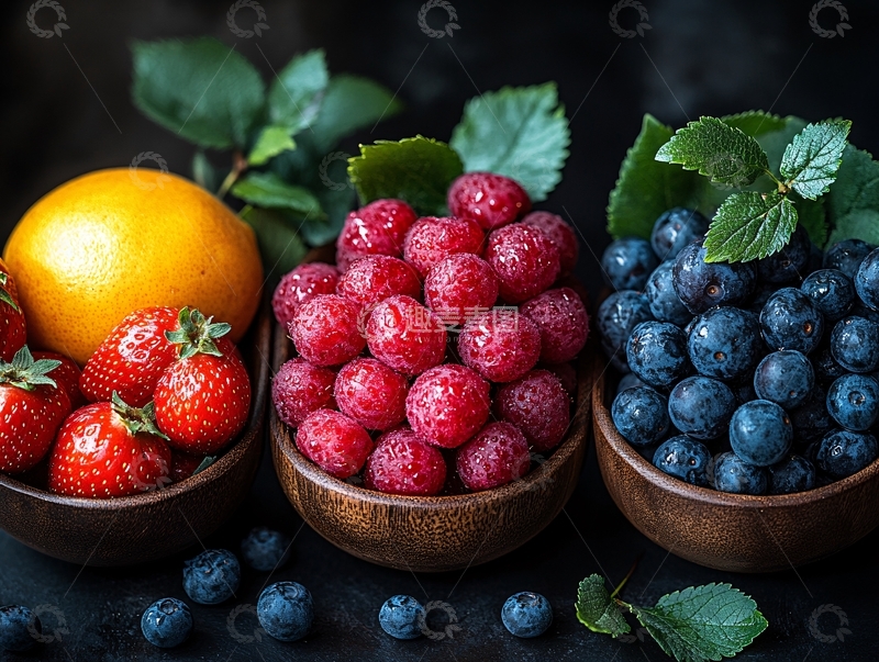 高清大图下载【趣麦麦图】草莓蓝莓水果1