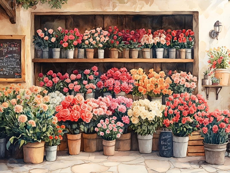 高清大图下载【趣麦麦图】花店壁画2