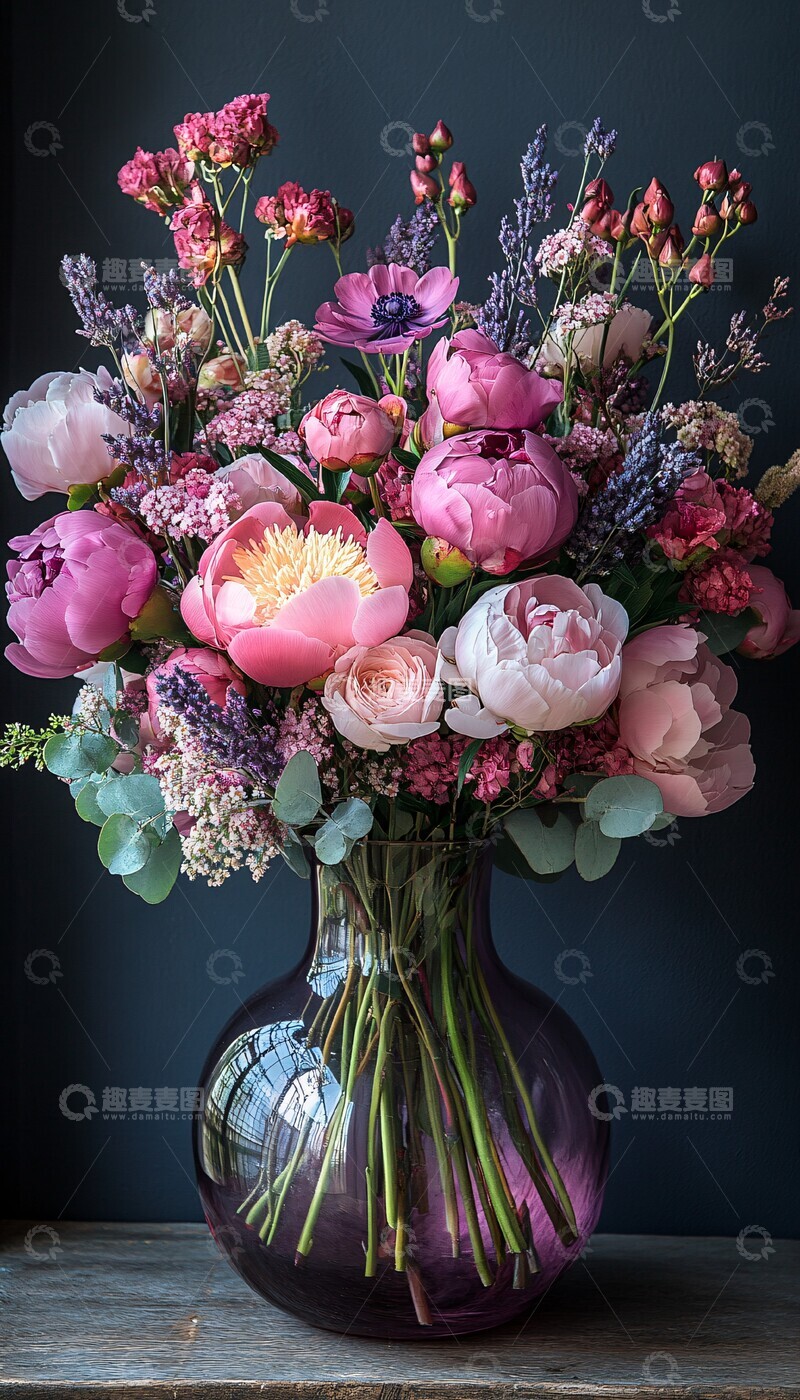 高清大图下载【趣麦麦图】牡丹花组合牡丹欧芹星花1