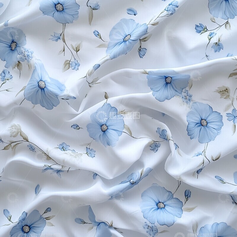 高清大图下载【趣麦麦图】白色背景淡蓝花纹1