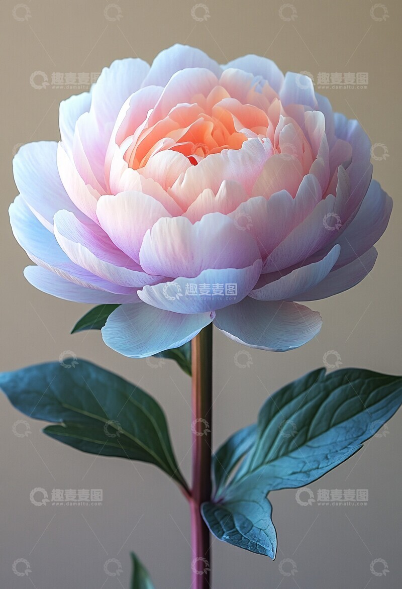 高清大图下载【趣麦麦图】粉蓝渐变牡丹花2
