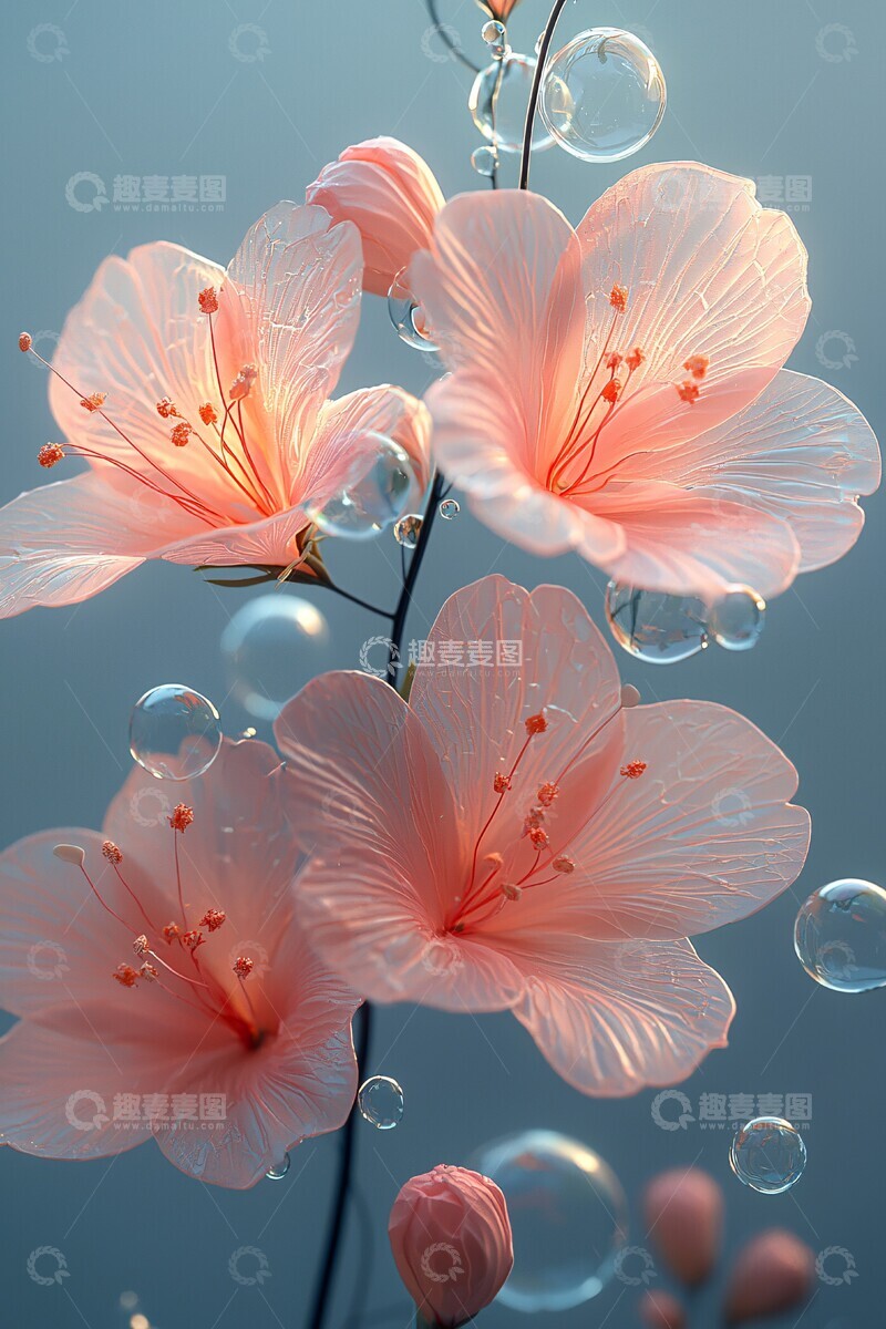 高清大图下载【趣麦麦图】玻璃花与泡泡2