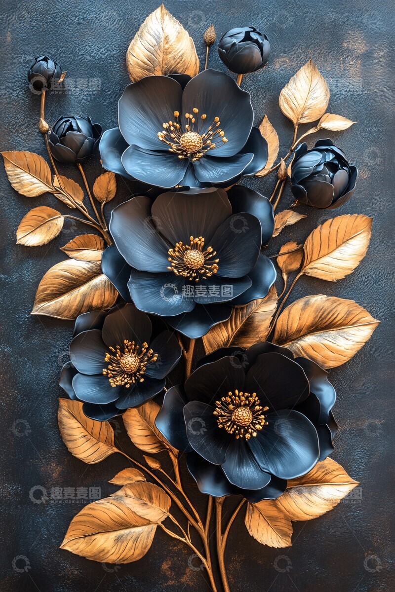 黑金花朵墙饰2