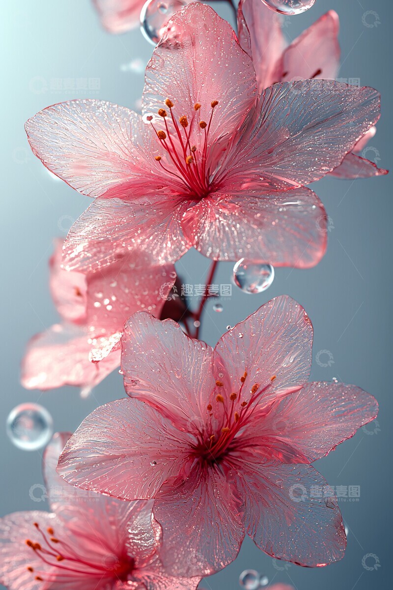 高清大图下载【趣麦麦图】玻璃花与泡泡1