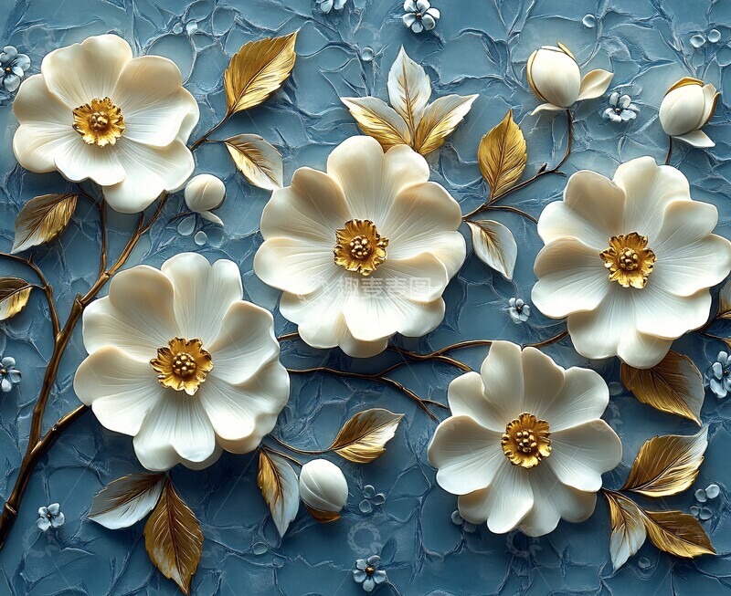 高清大图下载【趣麦麦图】蓝天空花雕刻玻璃