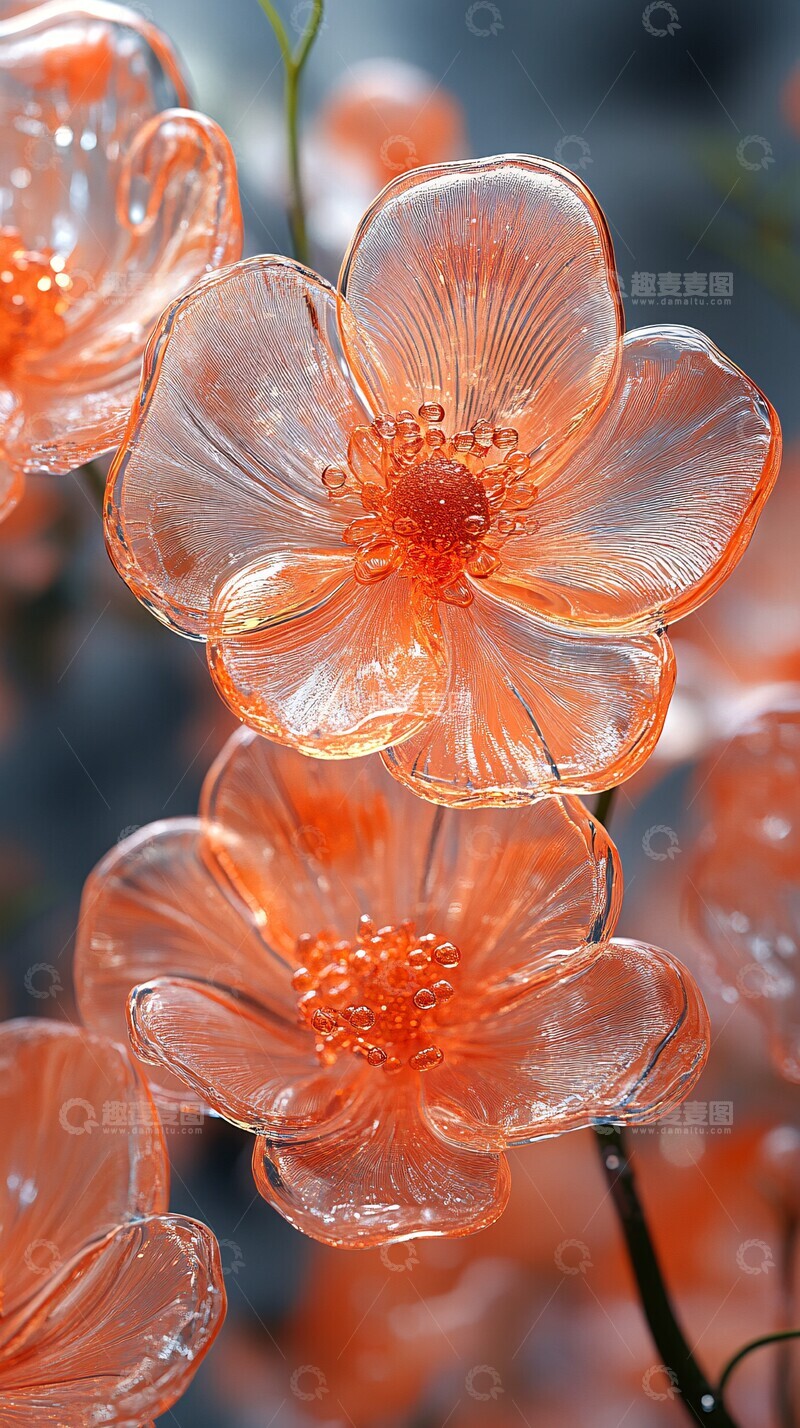 高清大图下载【趣麦麦图】玻璃花叶雕塑