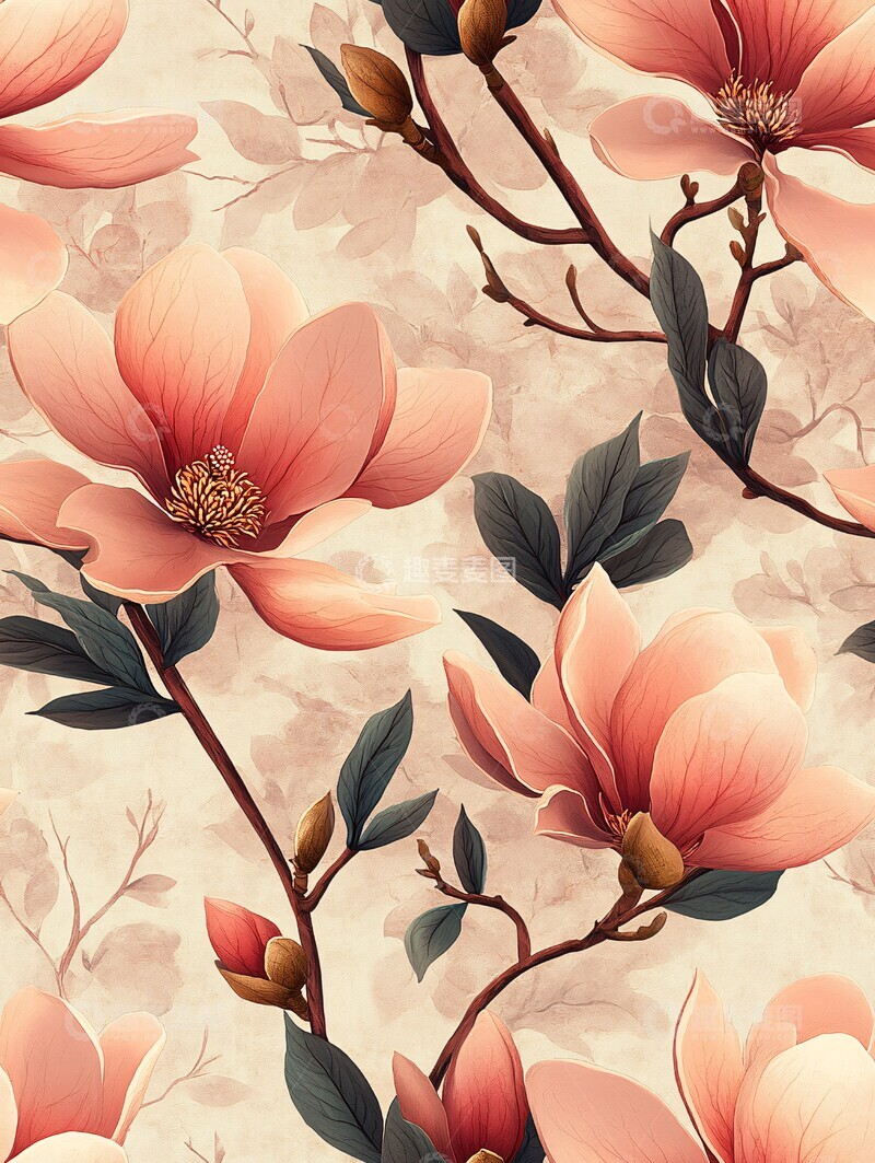 高清大图下载【趣麦麦图】木兰花纹图案3