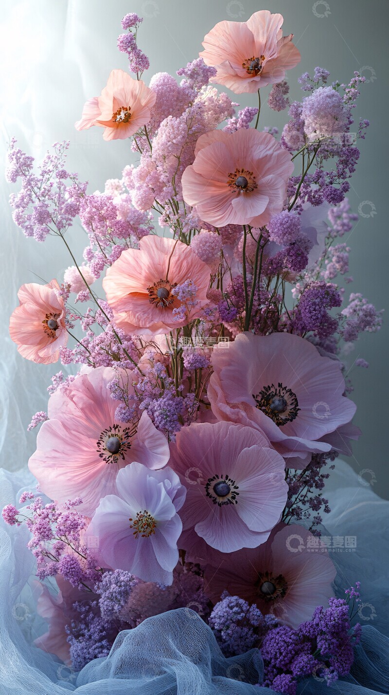 高清大图下载【趣麦麦图】紫色梦幻花艺1