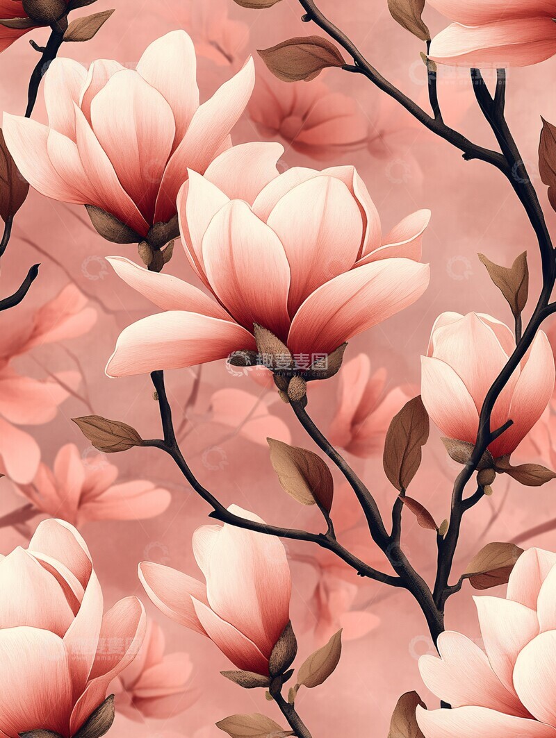 高清大图下载【趣麦麦图】木兰花纹图案1
