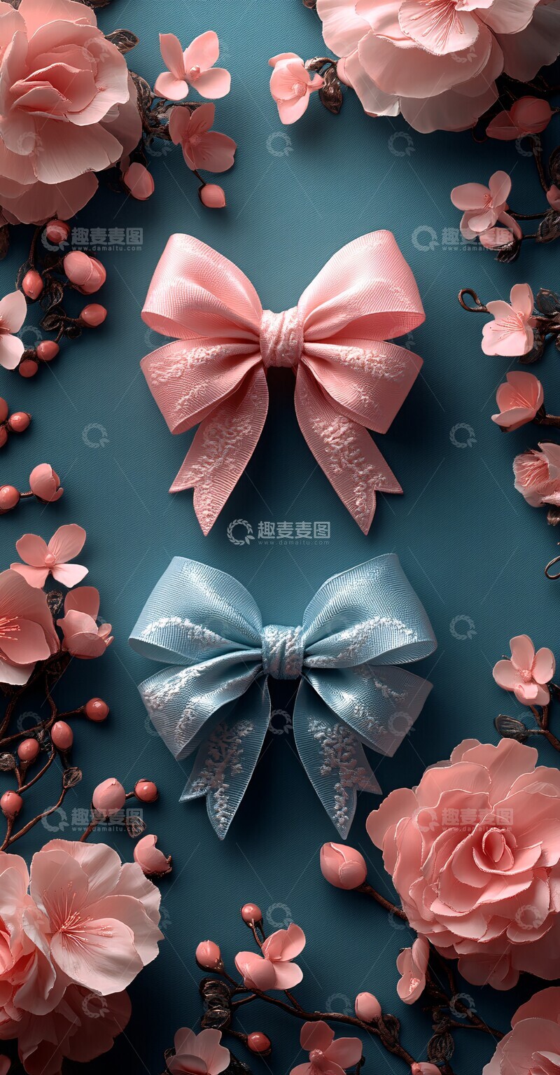 高清大图下载【趣麦麦图】粉色立体蝴蝶结设计3