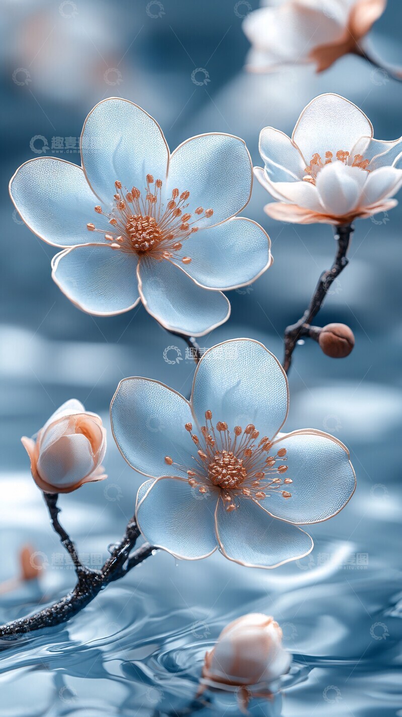 高清大图下载【趣麦麦图】白蓝花纹绣标设计1