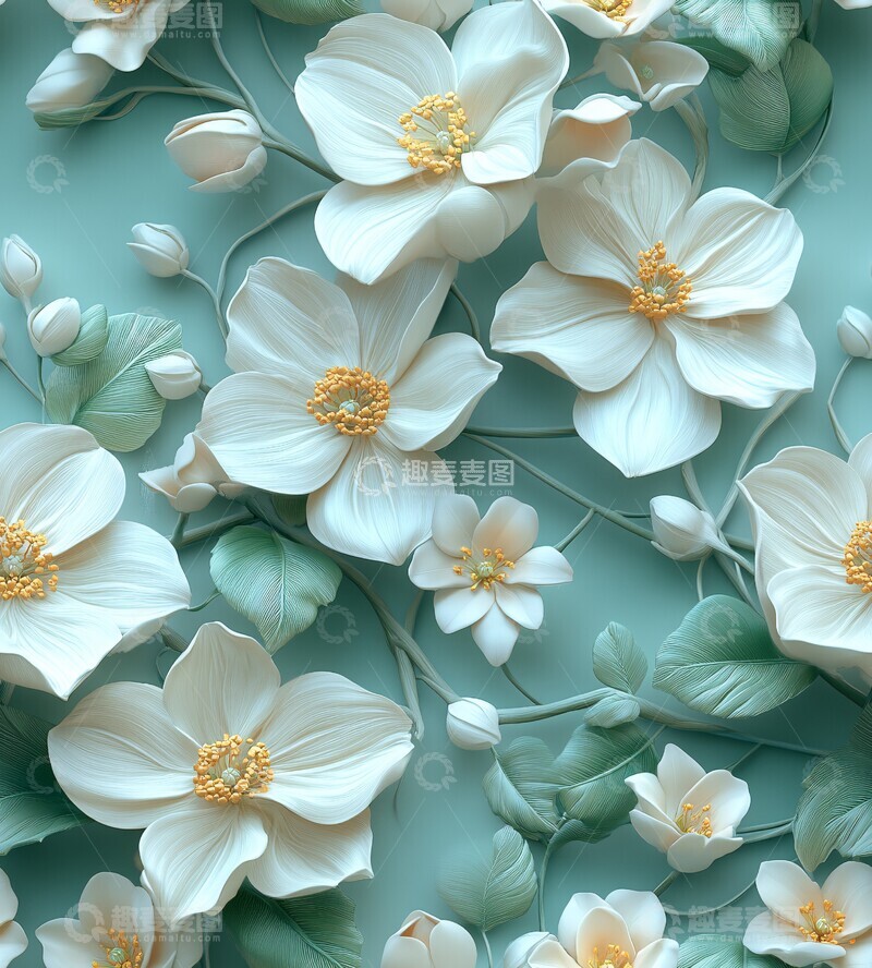 高清大图下载【趣麦麦图】塑料花卉图案