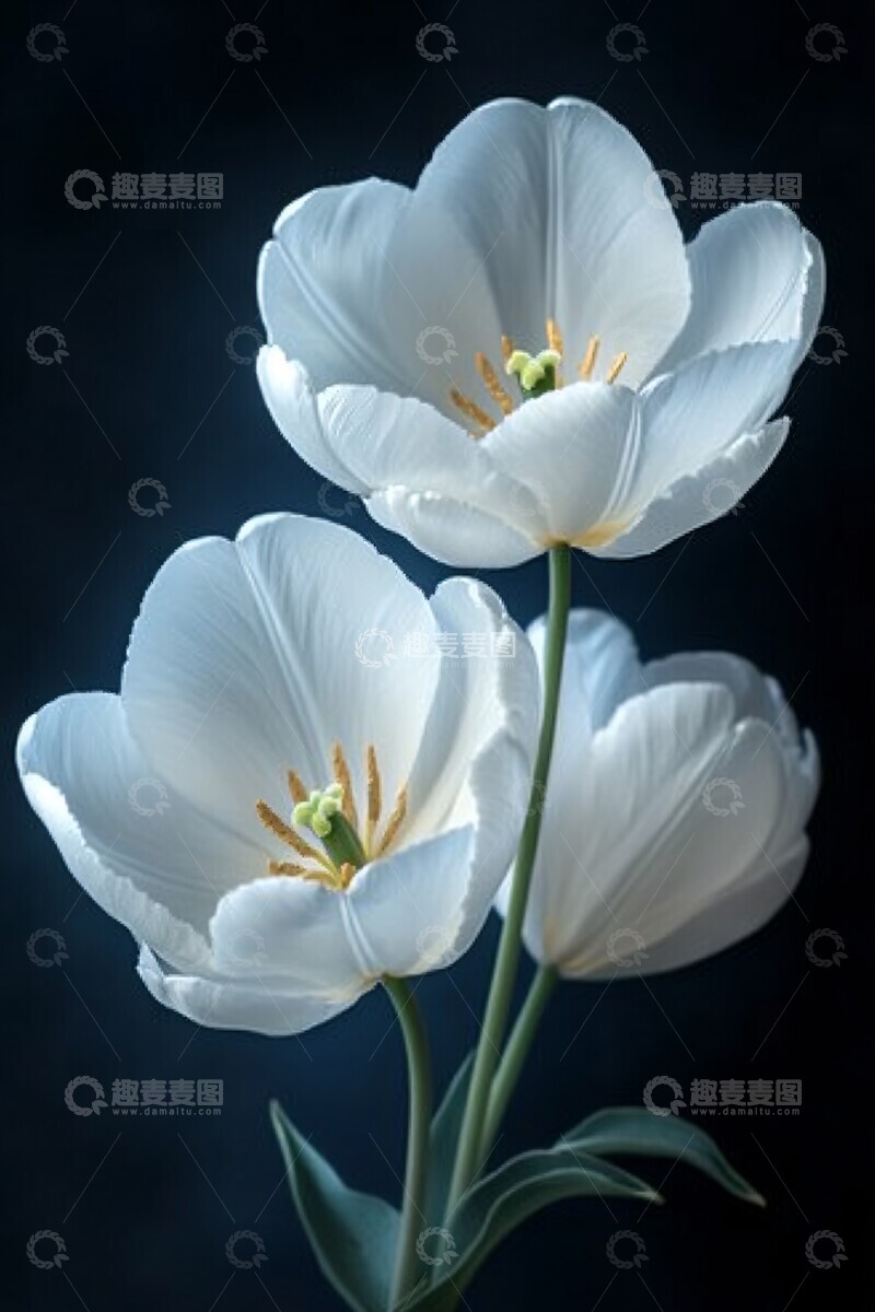 高清大图下载【趣麦麦图】白郁金香黄金花瓣1