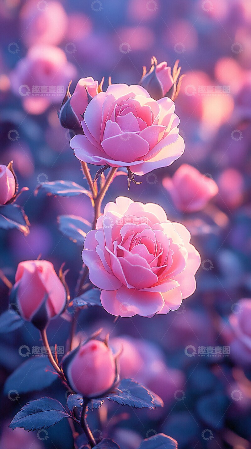 高清大图下载【趣麦麦图】紫色玫瑰群紫色玫瑰花朵3