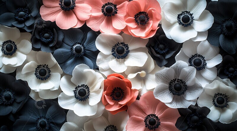 高清大图下载【趣麦麦图】黑白粉海葵特写3