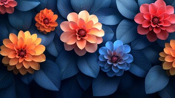 大丽花叶连续图案2