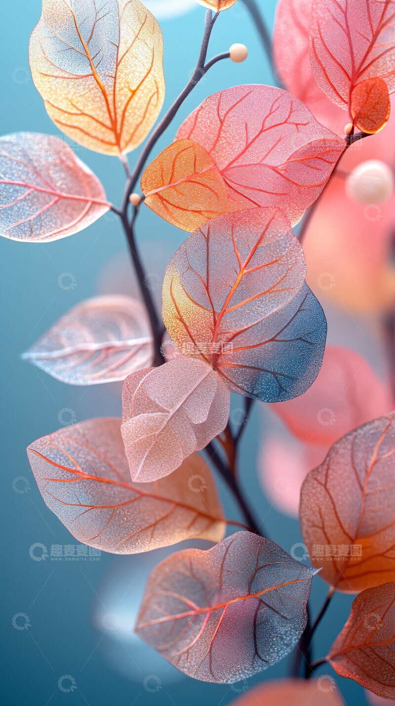 高清大图下载【趣麦麦图】彩色翡翠叶背景1