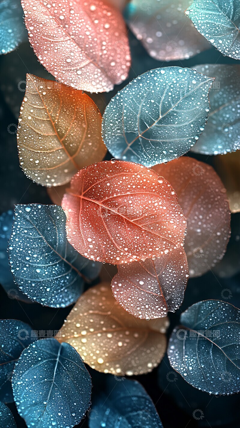 高清大图下载【趣麦麦图】彩色翡翠叶背景