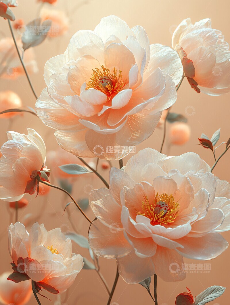 高清大图下载【趣麦麦图】牡丹花丛特写