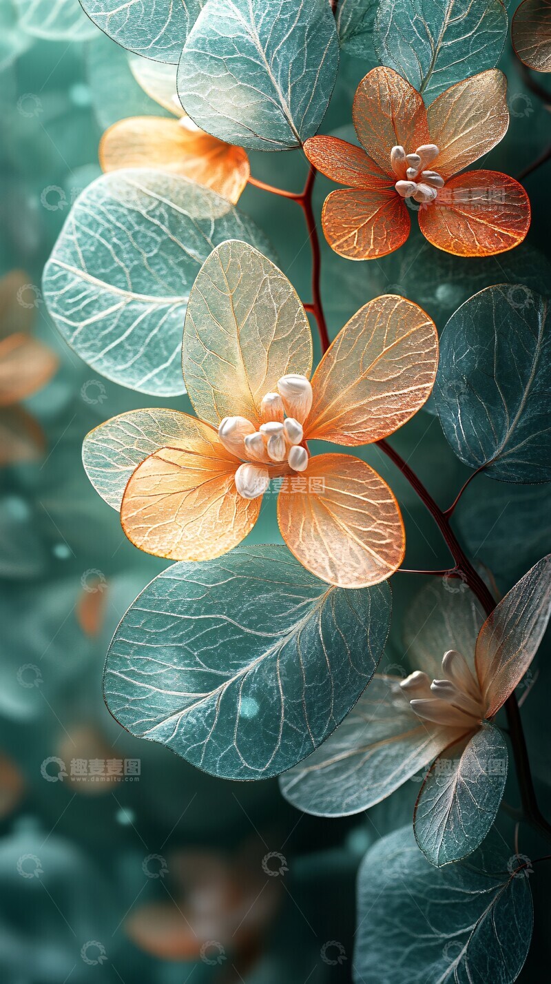 高清大图下载【趣麦麦图】彩色翡翠叶背景3
