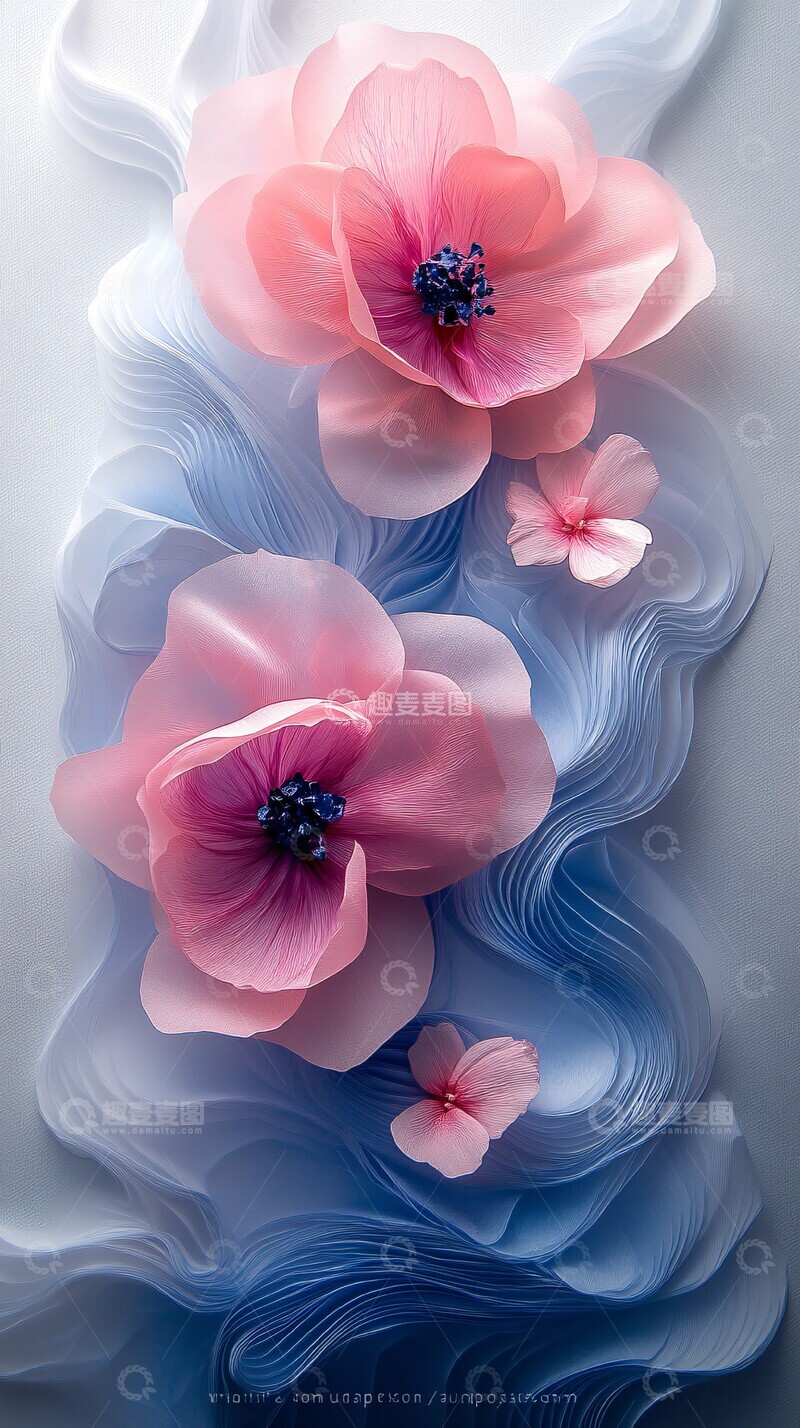 高清大图下载【趣麦麦图】粉色蓝色漩涡波纹3
