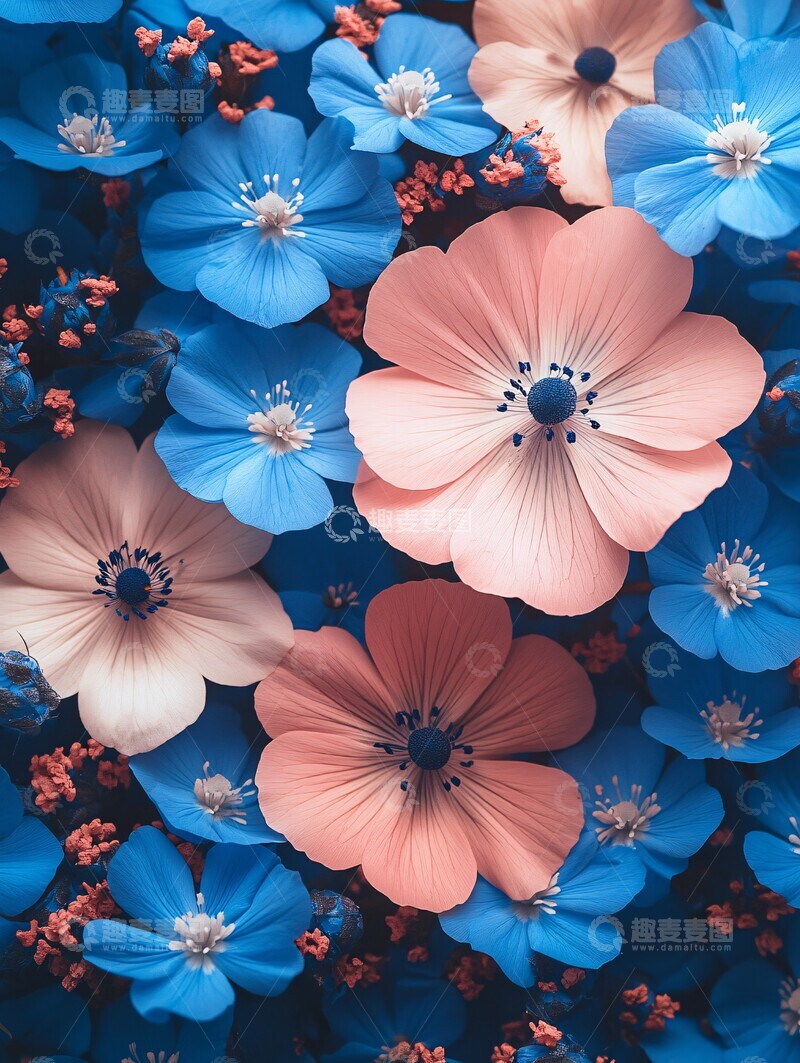 高清大图下载【趣麦麦图】蓝白花边粉色背景