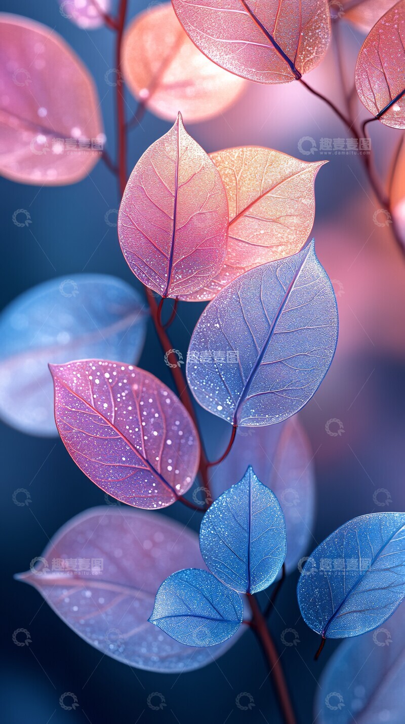 高清大图下载【趣麦麦图】彩色翡翠叶背景2
