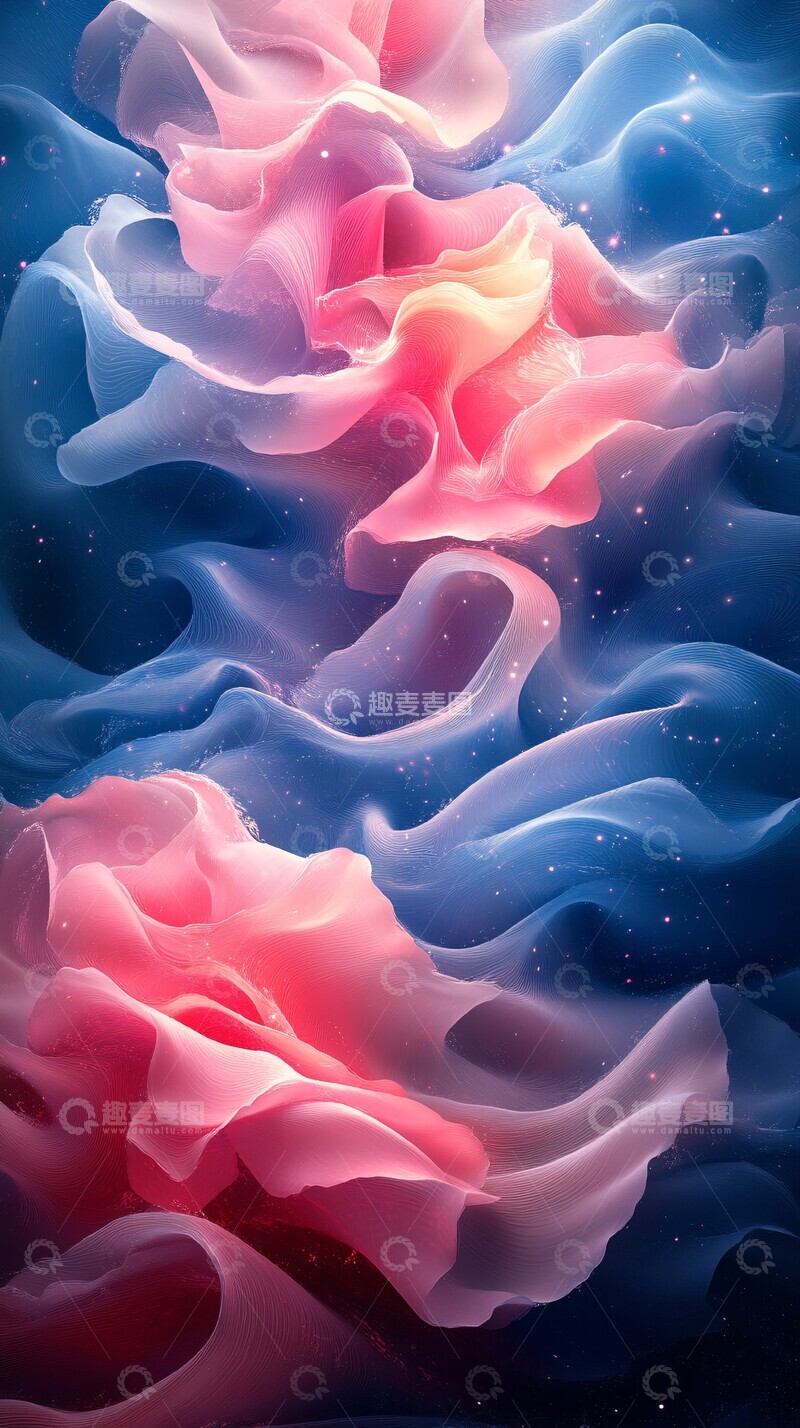 高清大图下载【趣麦麦图】粉色蓝色漩涡波纹2