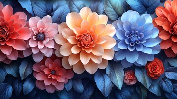 大丽花叶连续图案3