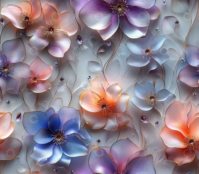 高清大图下载【趣麦麦图】手工纸花晶钻饰1