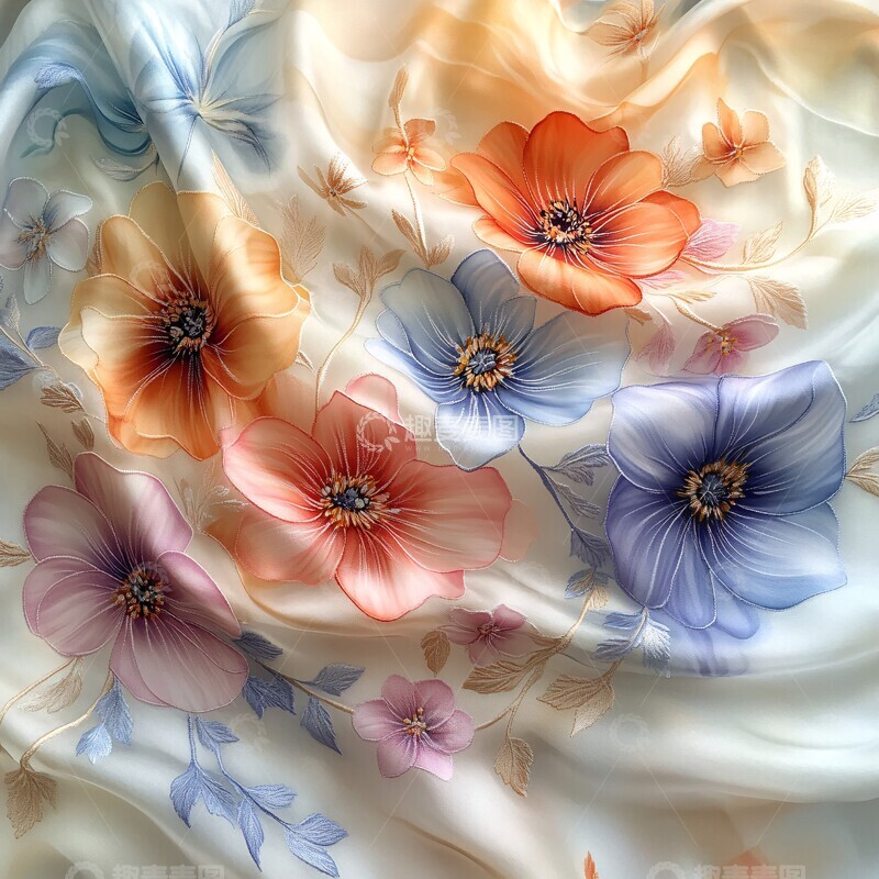 高清大图下载【趣麦麦图】花卉艺术围巾