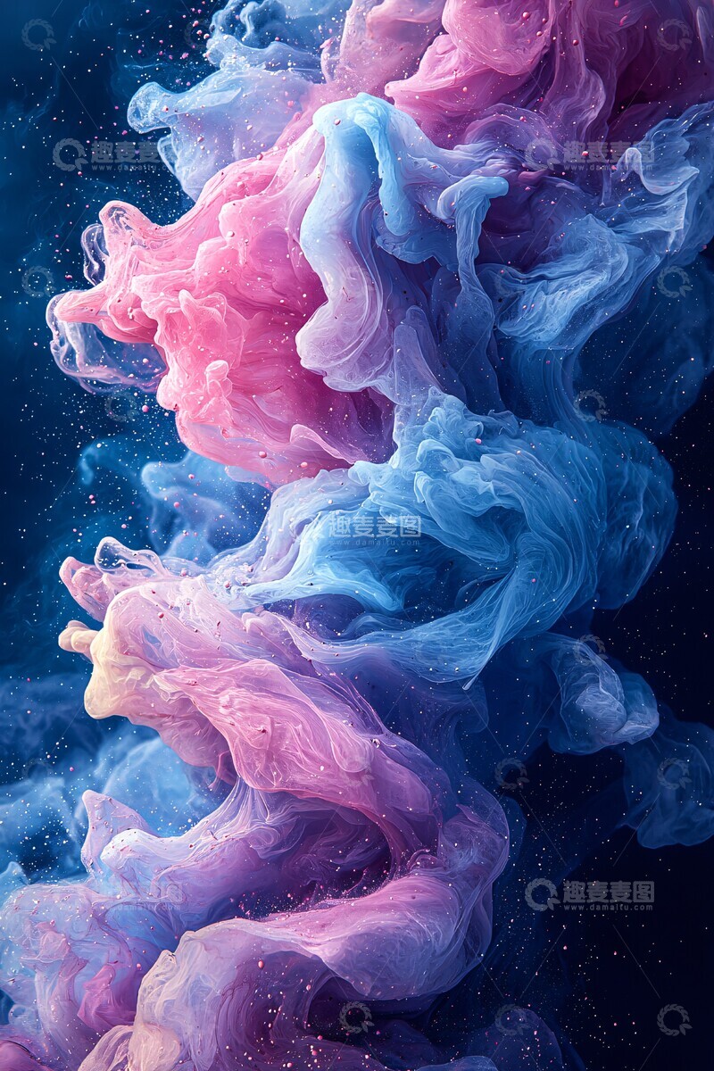 高清大图下载【趣麦麦图】粉蓝渐变花卉背景2