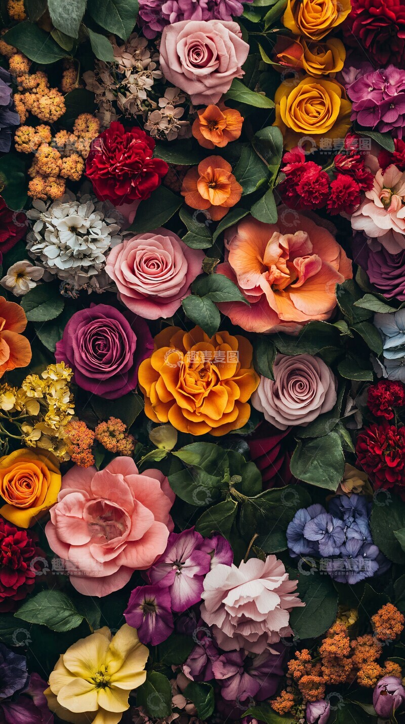 高清大图下载【趣麦麦图】彩色花朵密集排列