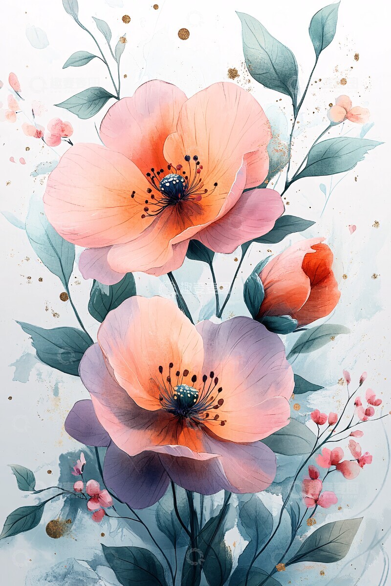 高清大图下载【趣麦麦图】花语梦幻粉嫩薰衣草薄荷绿