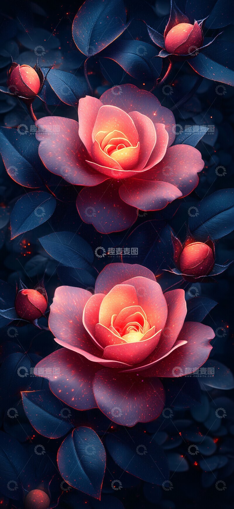 高清大图下载【趣麦麦图】夜光蔷薇园夜光蔷薇花园1