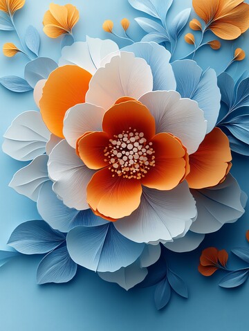 蓝底三维花朵图案2