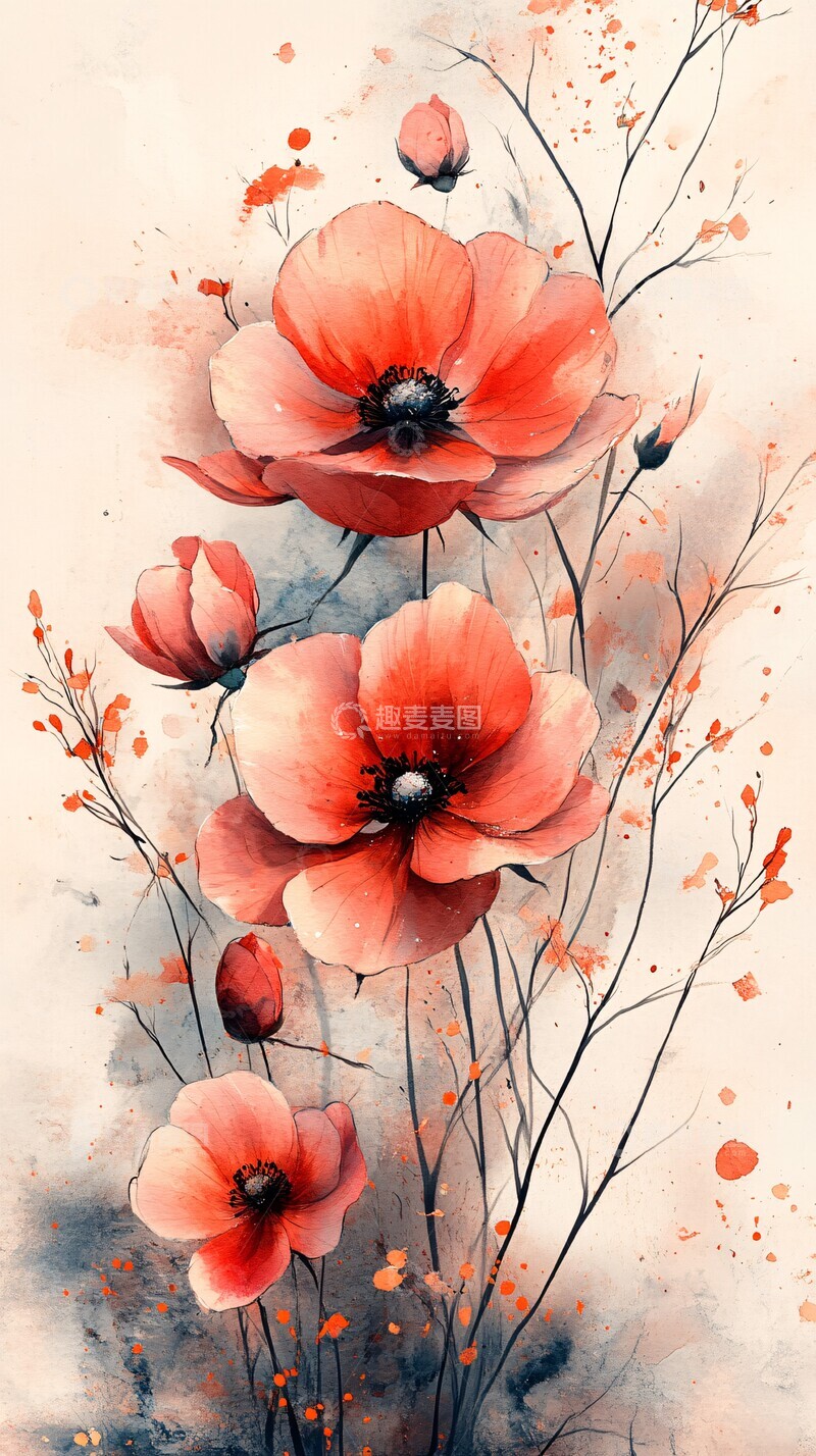 高清大图下载【趣麦麦图】水彩花束水彩花束花朵3