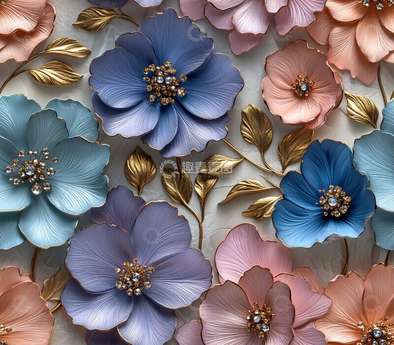 高清大图下载【趣麦麦图】手工纸花晶钻饰
