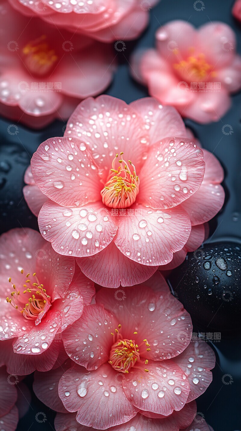 高清大图下载【趣麦麦图】山茶花与鹅卵石3