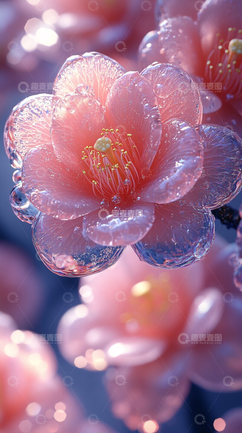 高清大图下载【趣麦麦图】山茶花与鹅卵石1