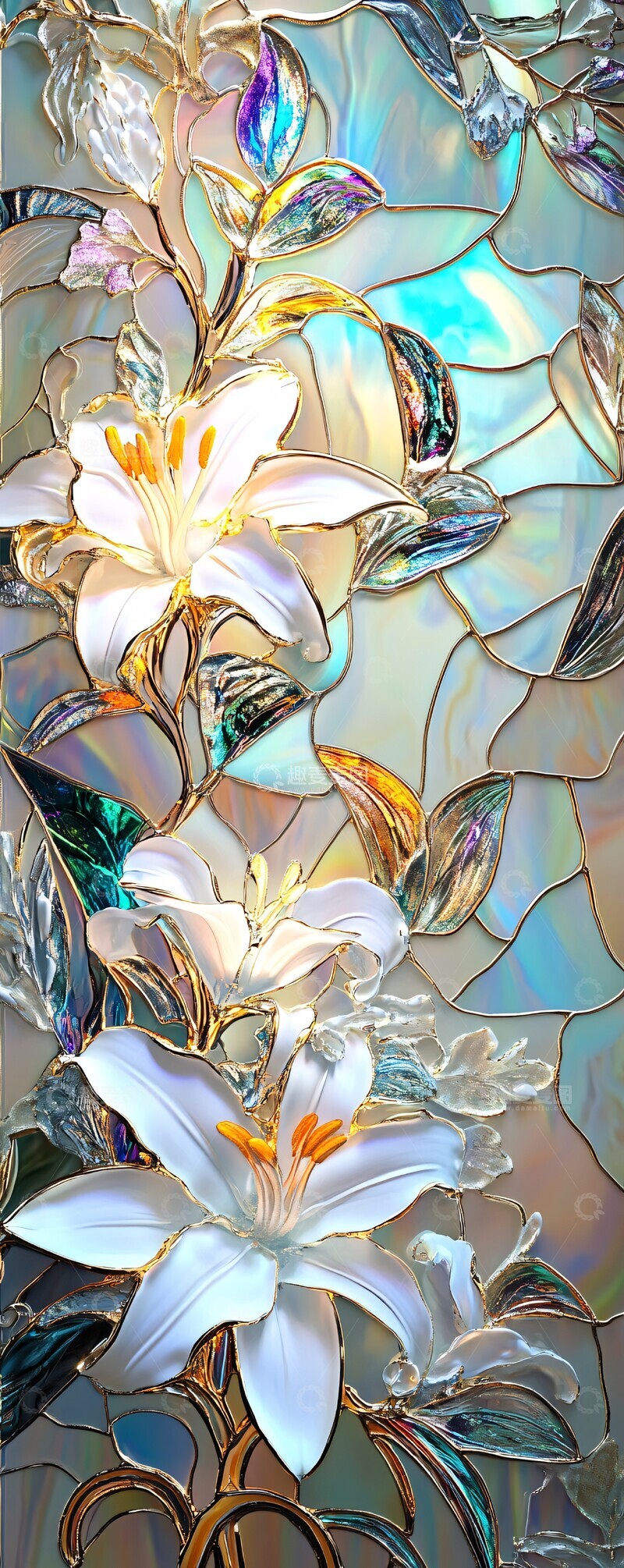 鸢尾花玻璃艺术2