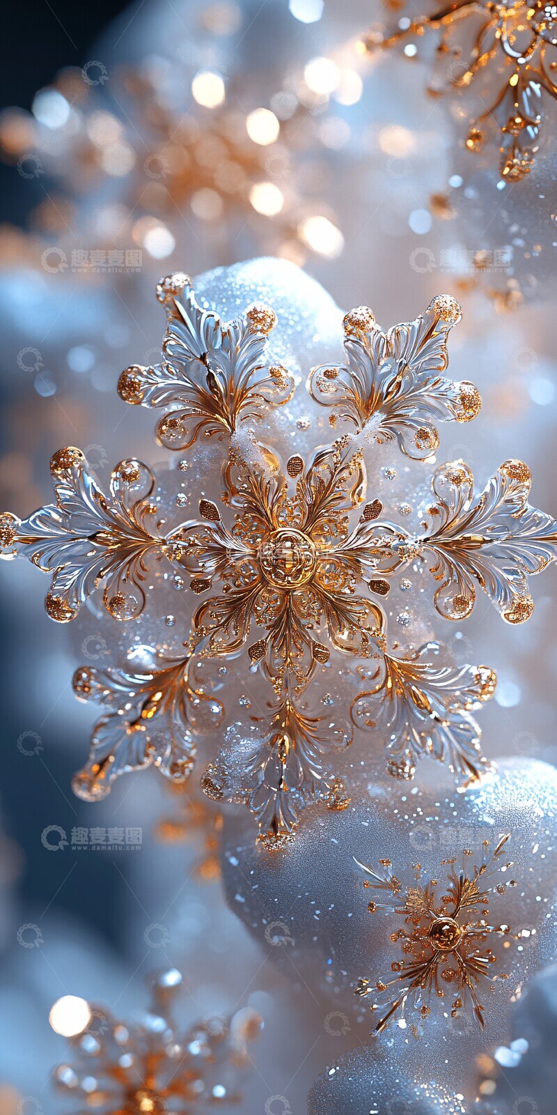 高清大图下载【趣麦麦图】雪花纹珐琅图案3