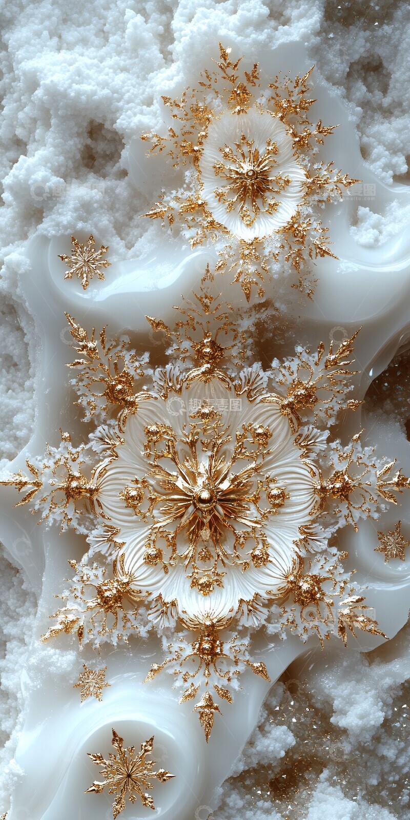高清大图下载【趣麦麦图】雪花纹珐琅图案2