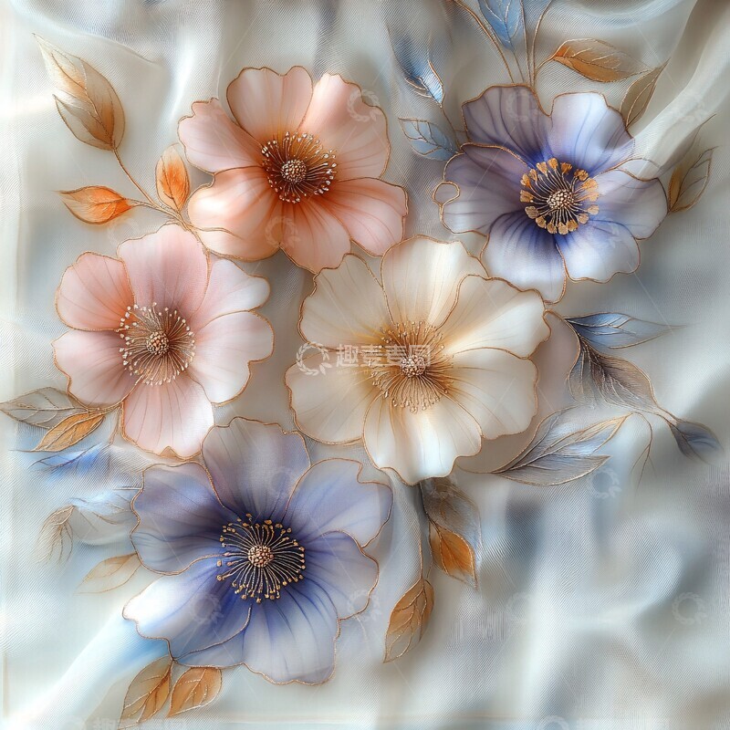 高清大图下载【趣麦麦图】花卉艺术围巾3