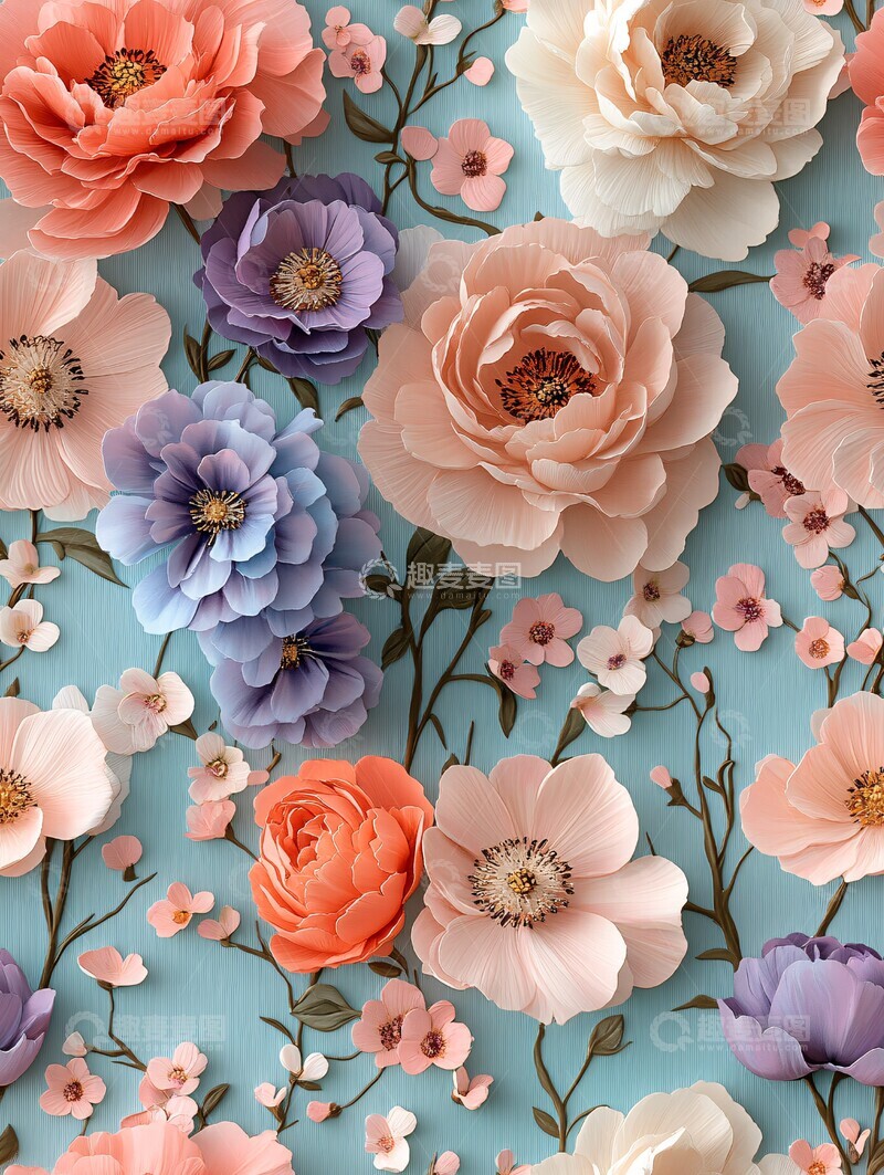高清大图下载【趣麦麦图】粉色紫色蓝色花卉壁纸2