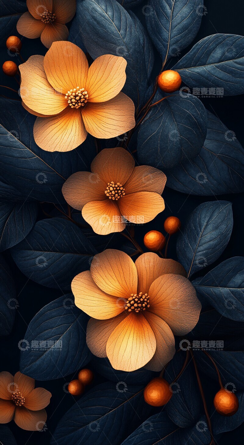 高清大图下载【趣麦麦图】花叶纹样柔和光效1